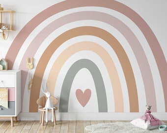 Rainbow wallpaper, Kids room decoration, Peel and stick wallpaper, Removable wallpaper, Custom wallpaper  TF14