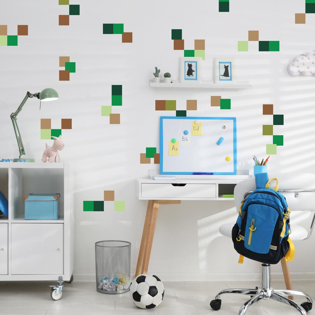 Kids Wall Decals Pixel Blocks Sticker Set, Gamer Room Decor 142NW - Etsy