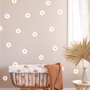 Daisy-klistermärken, blomklistermärken, dina färger, väggklistermärke till rummet, blomsterdekor, dekorativa blommor, barnrum, tonårsrum, 4NW