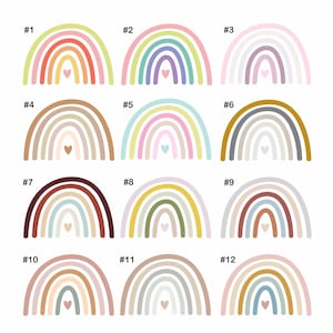 Wandaufkleber Regenbogen mit Herz gezeichnet, neutrale Farben, Boho-Regenbogenaufkleber, Regenbogen und Herz, abnehmbarer Aufkleber, A73 Bild 6