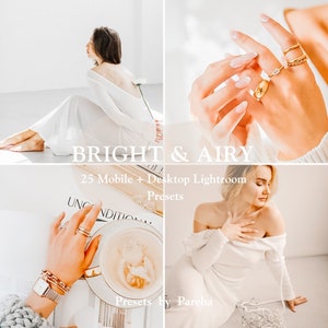 24 Light and Airy Filters for Mobile & Desktop, Bright Natural Light Photo Effects, Instagram Editing Tools, ethereal Lightroom filters