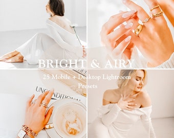 24 Light and Airy Filters for Mobile & Desktop, Bright Natural Light Photo Effects, Instagram Editing Tools, ethereal Lightroom filters