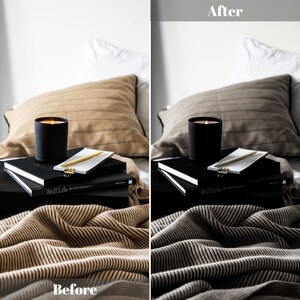 Peut inclure: Une bougie noire dans un bocal en verre repose sur une pile de livres avec un stylo dor&eacute; sur le dessus des livres. Les livres sont sur une couverture ray&eacute;e brune. Le texte sur le livre est "Still Life in Photography".