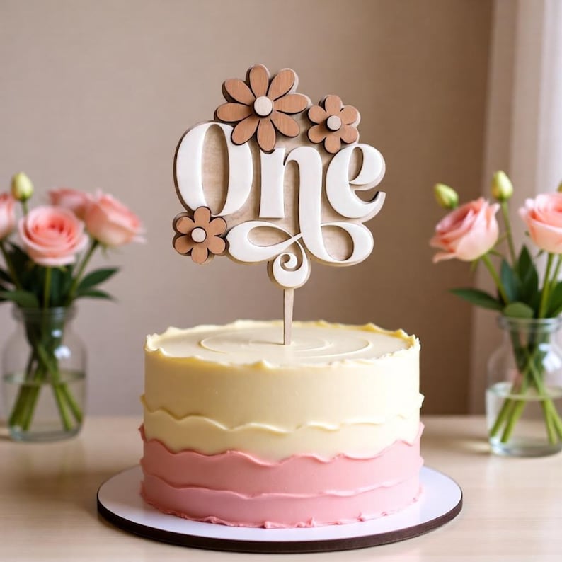 Daisy 1st Birthday Cake Topper SVG Laser Cut File | One Cake Topper SVG ...
