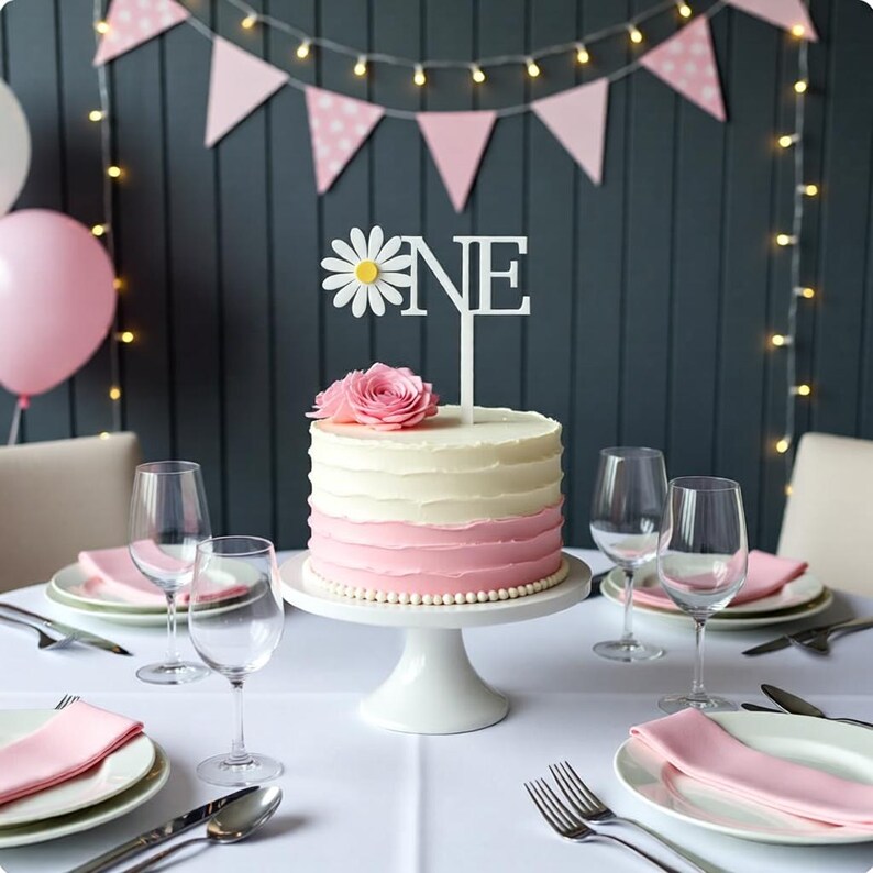 Daisy One Cake Topper SVG Laser Cut File | First Birthday Girl Cake ...