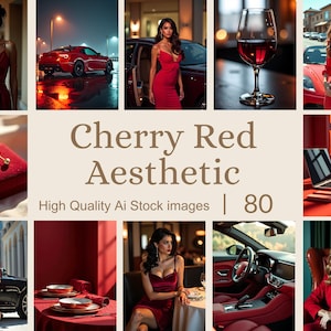 Cherry Red Aesthetic Stock Photo | Faceless Branding & Digital Marketing Images for Instagram Reels, Content Creator and Social Media Growth