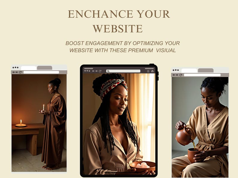 Printable stock photo showing black femininity, power, and peaceful energy.