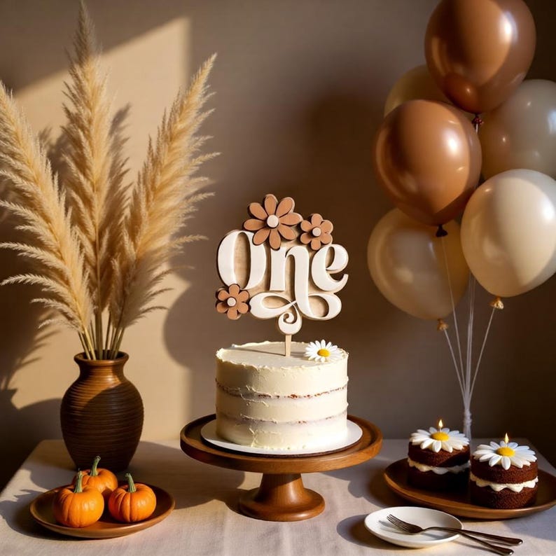 Daisy 1st Birthday Cake Topper SVG Laser Cut File | One Cake Topper SVG ...