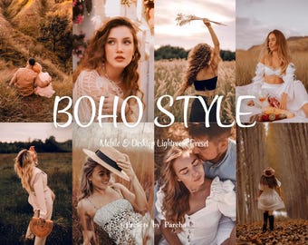Boho Lightroom-presets: warme, humeurige, bruine bruiloftfilters (desktop en mobiel)