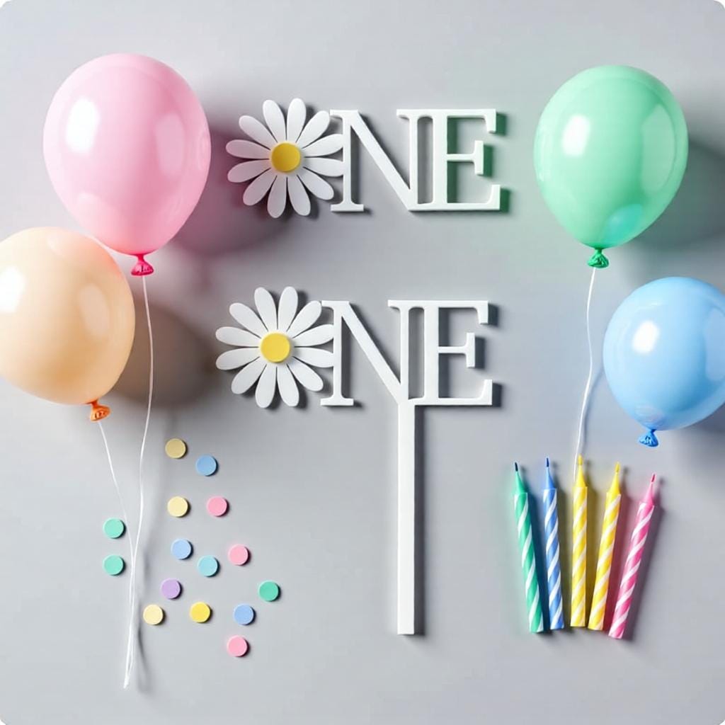 Daisy One Cake Topper SVG Laser Cut File | First Birthday Girl Cake ...