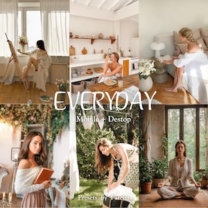 10 Everyday Bright Lightroom Mobile and Desktop Presets, Soft, Neutral and Creamy Presets, Interior Presets, Warm Presets for Home Editing