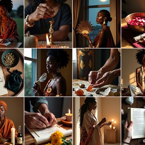 Calm ancestral altar setup with herbs and incense, ideal for holistic marketing.