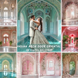 100 Indian Wedding Arch Backdrop | Cultural Maternity & Bridal Digital Background | Arabian Palace Room PNG Overlay for Photographers