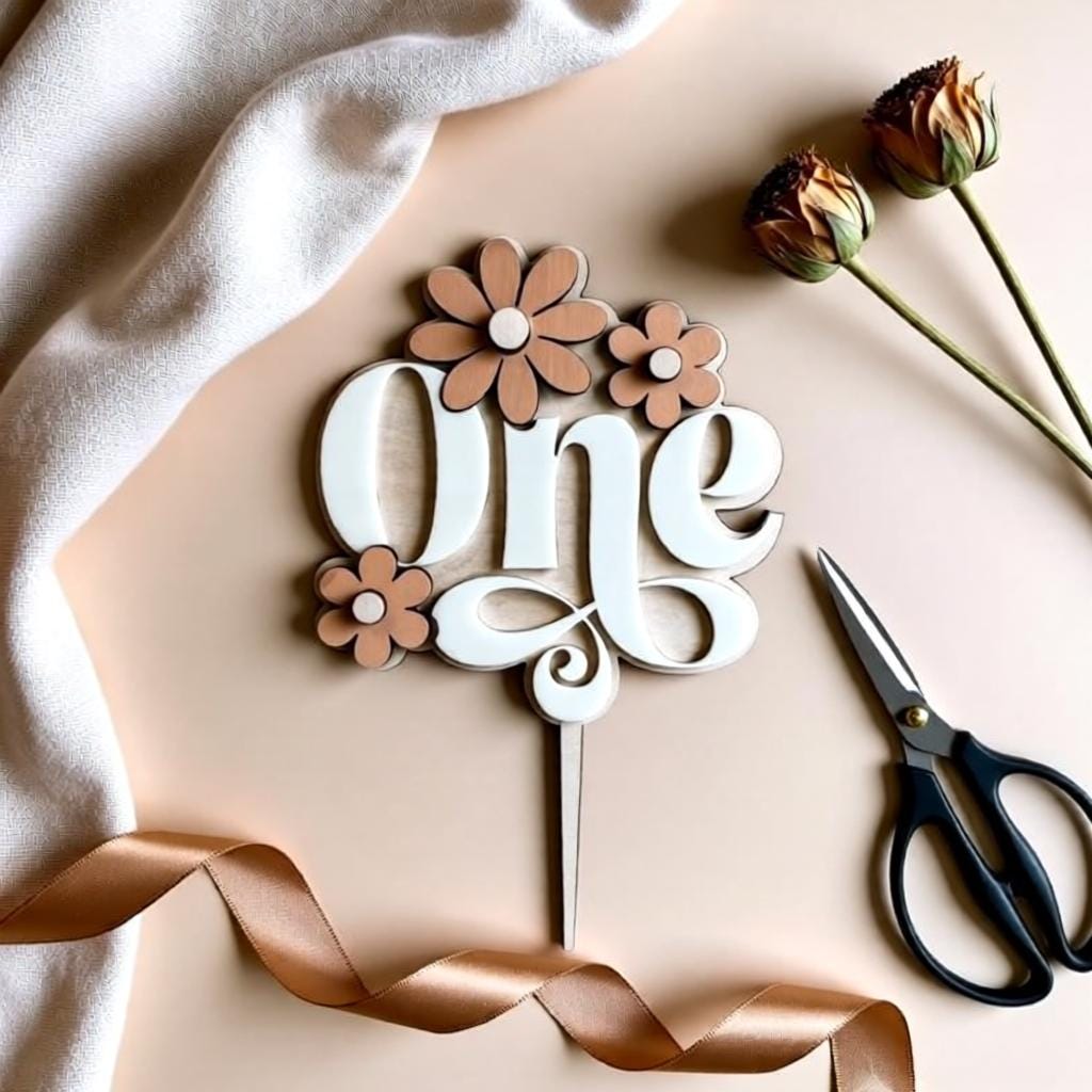 Daisy 1st Birthday Cake Topper SVG Laser Cut File | One Cake Topper SVG ...