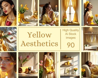 90 Yellow Luxury Stock Photos: Feminine Branding, AI Images (Digital Download)