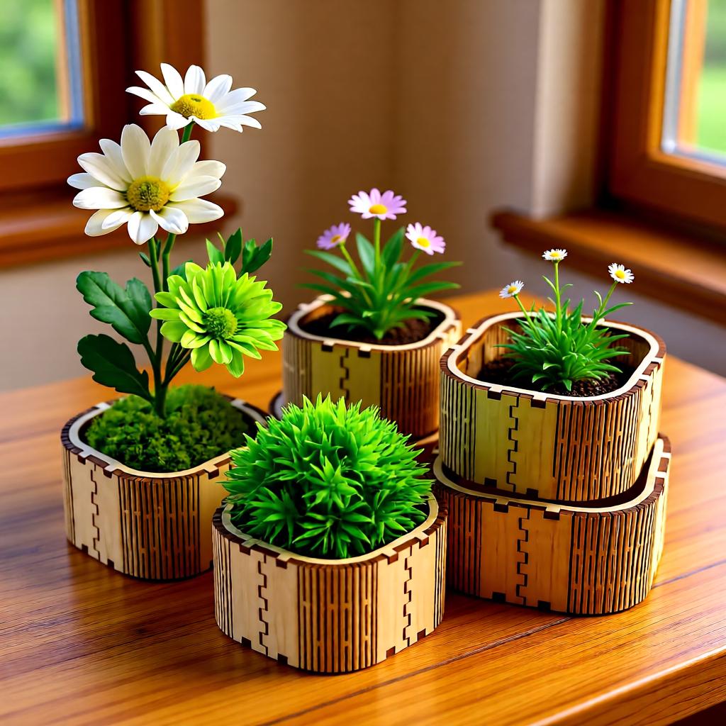 Mini Wooden Flower Box SVG Laser Cut File | Small Vase Planter Box SVG ...