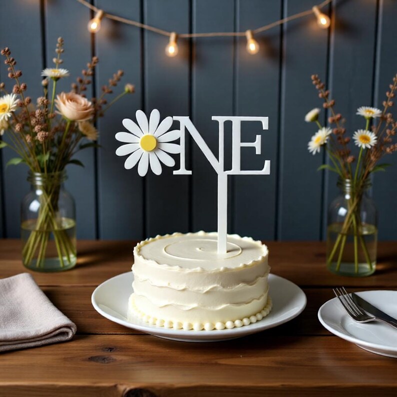 Daisy One Cake Topper SVG Laser Cut File | First Birthday Girl Cake ...