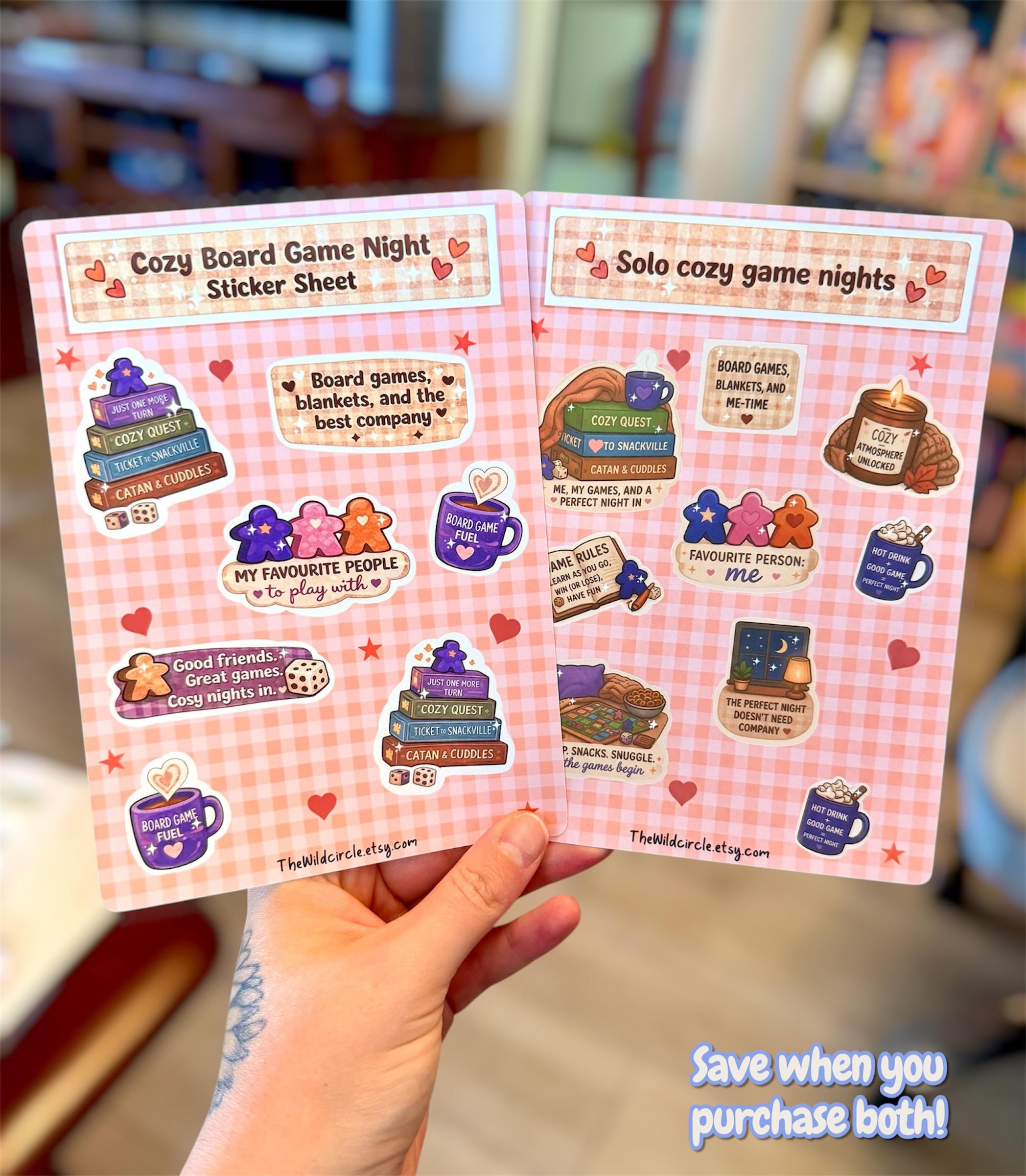 Cozy Board Game Sticker Sheet | Cute Catan Inspired Stickers | Board ...