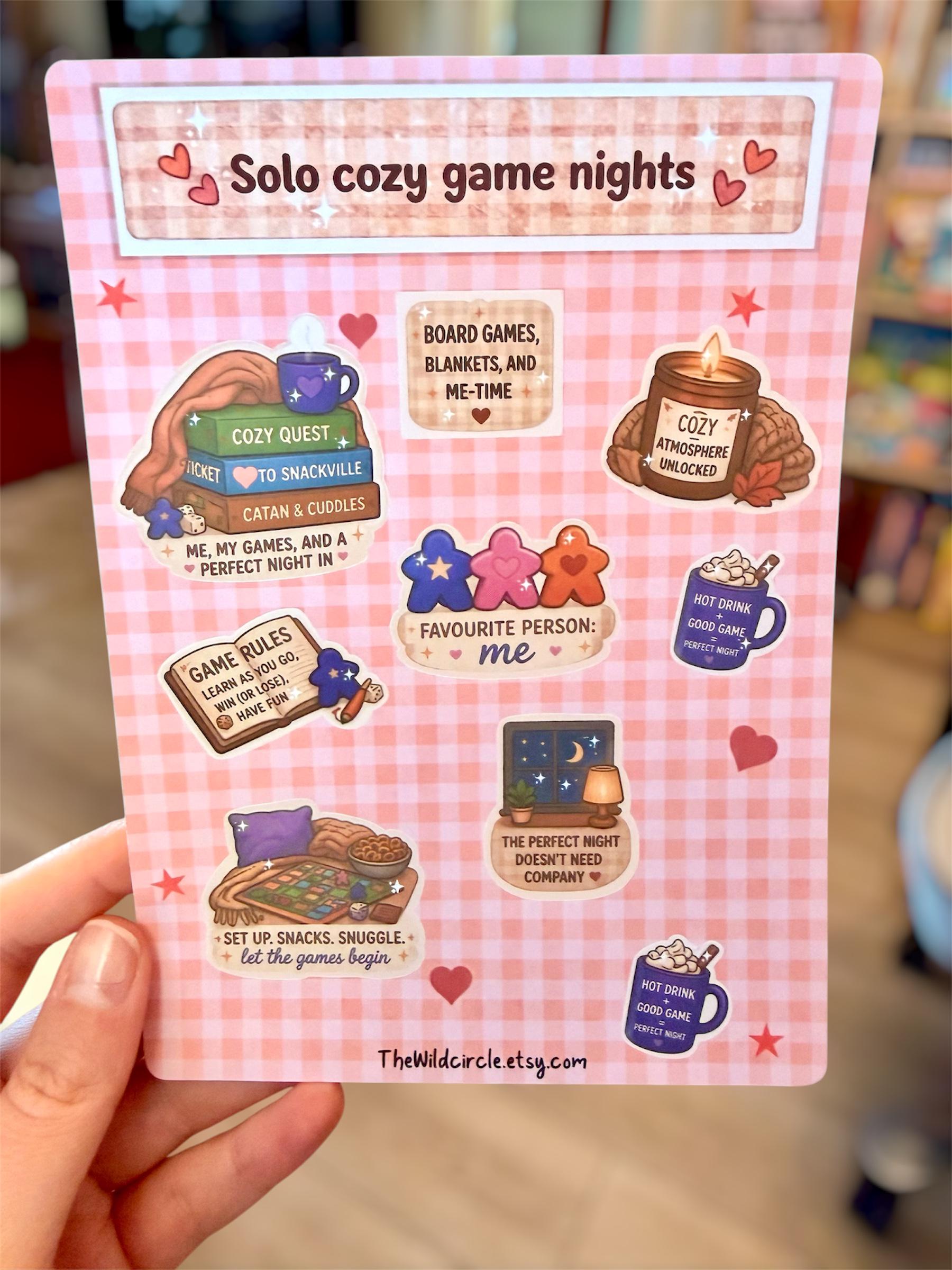 Cozy Board Game Sticker Sheet | Cute Catan Inspired Stickers | Board ...