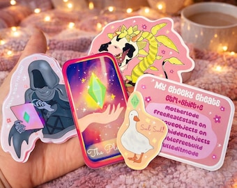 The Sims 4 inspired Stickers | Plumbob, Cowplant, Cheat Codes, Grim Reaper, Sul Sul Goose