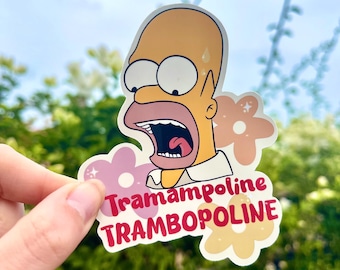 Homer Simpson Tramampoline Vinyl Sticker, Funny Simpsons Meme