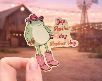 Cowboy Frog Sticker – Sassy Slay Vinyl Decal (Glossy/Matte)