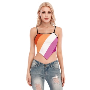 Lesbian Pride Cami Tube Top (Sizes XS to 2XL), based on Lesbian Pride flag, LBGTQIA clothing, totally personalizable for color or text