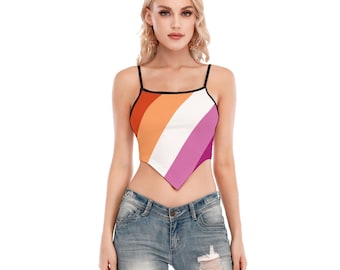 Lesbian Pride Cami Tube Top (Sizes XS to 2XL), based on Lesbian Pride flag, LBGTQIA clothing, totally personalizable for color or text