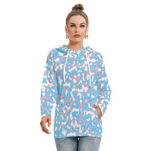 Transgender Pride Hoodie Camo Design in Colors of Transgender Pride Flag Sizes XS to 5XL LGBTQIA Clothing Gift for Transgender Person