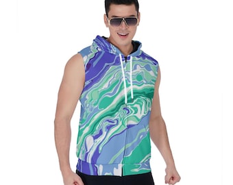 Gay Männer Pride Ärmelloser Hoodie MLM Pride Flagge gegossen Farbe Design LGBTQIA Kleidung Geschenk für Gay Männer Queer Men Pride Events MLM Hoodie