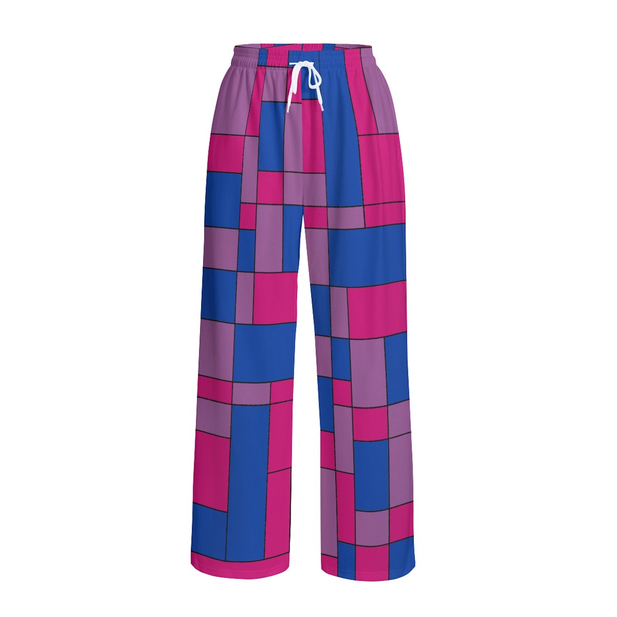 Bisexual Pride Wide Leg Pants | Up to 6XL | Block design in Colors of Bisexual Pride Flag, LGBT Clothing, Gift for Bisexuals