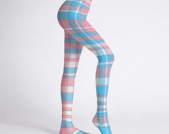 Medias del orgullo transgénero, diseño a cuadros basado en la bandera del orgullo trans, ropa LGBTQIA+, totalmente personalizable.