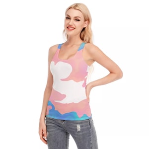 Transgender Pride Racerback Tank | 190GSM Cotton for Trans Women, Trans Men, Trans Non-Binary, Cis, totally personalizable,