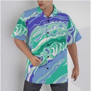 MLM Gay Men Pride Hawaiian Shirt | 115GSM Cotton Poured Paint Colors of Gay Men Pride Flag LGBTIQ+ Clothing Gift for Gay Men MLM