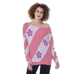 Sapphic Pride Oversized Off-Shoulder Sweatshirt, design based on Sapphic flag, Ideal for Sapphics, Lesbians, WLW, GLG, LBPQ, Difemina