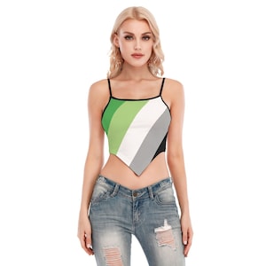 Aromantic Pride Cami Tube Top (Sizes XS to 2XL), based on Aromantic Pride flag, LBGTQIA clothing, totally personalizable for color or text