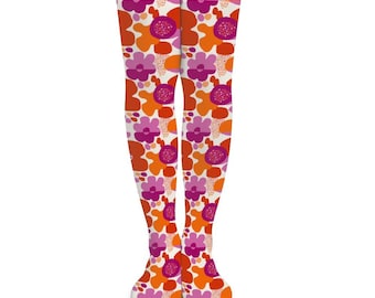 Lesbian Pride Thigh-High Socks, Lesbian Floral Design, LBGTQIA Clothing, Totally Personalizable for Lesbians, Sapphics, WLW