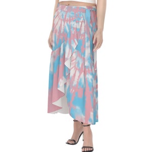 Transgender Pride Wrap Skirt Transgender Pride Flag Tiedye Design Trans Pride Wrap Skirt Sizes to 5XL for LBGTQIA+ Transgender Trans Person