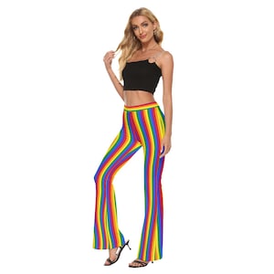 Rainbow Pride Skinny Flare Pants, Stripes in Colors of Gay Rainbow Pride Flag, Gay Pride, LGBT Clothing, Gift for Gay