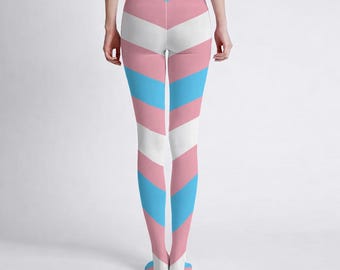 Transgender Pride Tights, Design based on Trans Pride Flag, LBGTQIA Clothing, Totally Personalizable