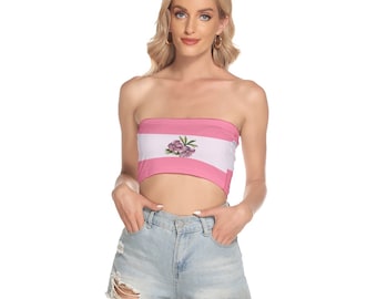 Sapphic Pride Strapless Tube Top (Sizes XS to 5XL), Alternative Sapphic Pride flag, LBGTQIA clothing, personalizable color or text