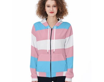 Transgender Pride Hoodie Trans Pride Flag Striped Design Sizes to 5XL LGBTQIA Clothing Gift for Transgender Person