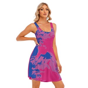Bisexual Pride Tank Vest Dress, Sizes to 5XL, Poured Paint Colors of Bisexual Pride Flag, LGBT Clothing, Gift for Bisexuals