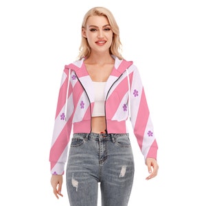 Sapphic Pride Crop Top Hoodie, Sapphic flag design, Zipper Closure for Sapphics, Lesbians, WLW, GLG, LBPQ, Difemina, totally personalizable