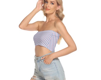 Transgender Pride Strapless Tube Top (XS-5XL), stripes based on Transgender Pride flag, LBGTQIA clothing, personalizable for color or text