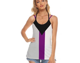 Demisexual Pride Backless Halter Top Sizes to 5XL, Colors of Demisexual Pride Flag LGBTQIA+ Clothing Gift for Demisexuals