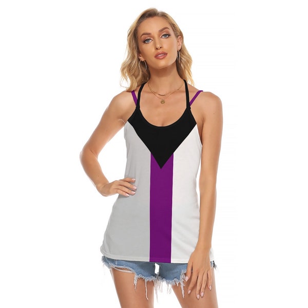Demisexual Pride Backless Halter Top Sizes to 5XL, Colors of Demisexual Pride Flag LGBTQIA+ Clothing Gift for Demisexuals