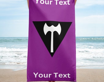 Serviette Labrys Lesbian Pride aux couleurs du drapeau Labrys Pride Texte personnalisé en option LBGTQIA+ Serviette de bain idéale pour la plage et la salle de bain