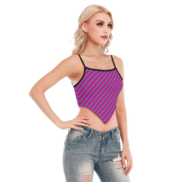 Bisexual Pride Cami Tube Top (XS to 2XL), stripes based on Bisexual Pride flag, LBGTQIA clothing, totally personalizable for color or text