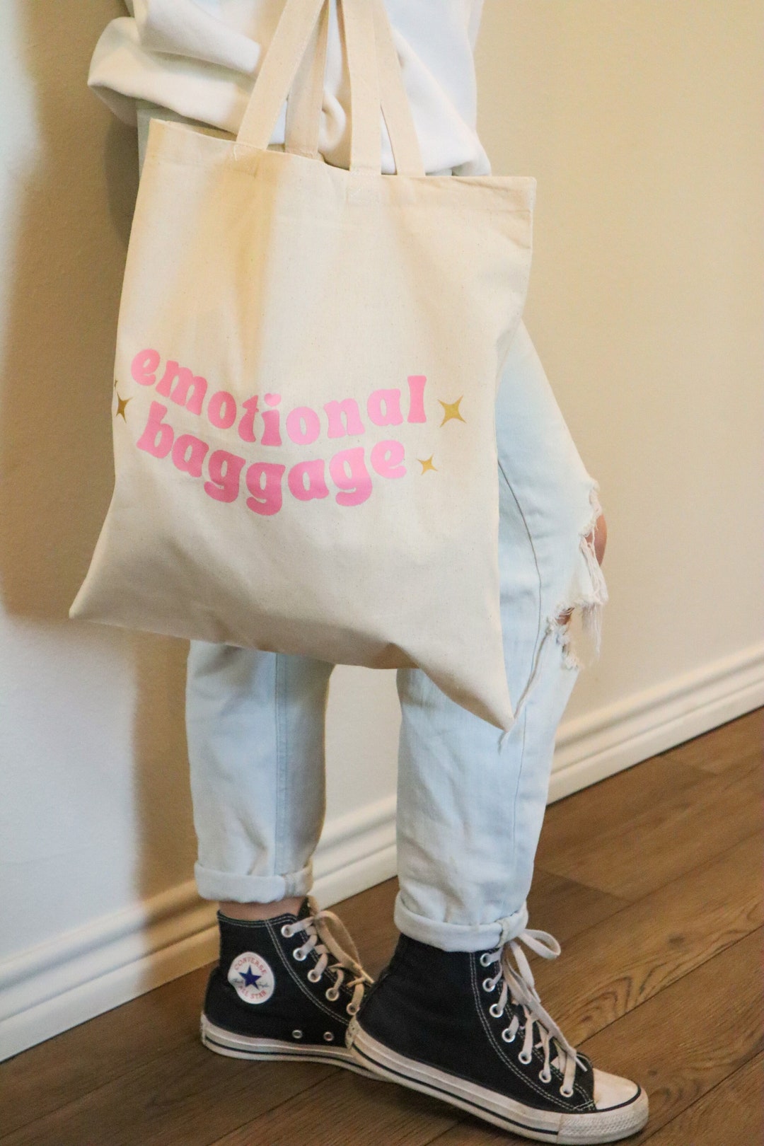Emotional Baggage Canvas Tote Bag, Funny Reusable Bag, Farmers Market Canvas Bag, Birthday Gift